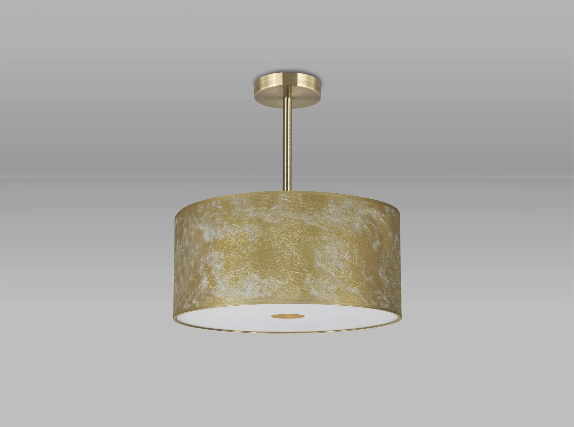 Baymont 40cm Semi Flush 3 Light Antique Brass, Gold Leaf, Frosted Diffuser DK0832  Deco Baymont AB GL